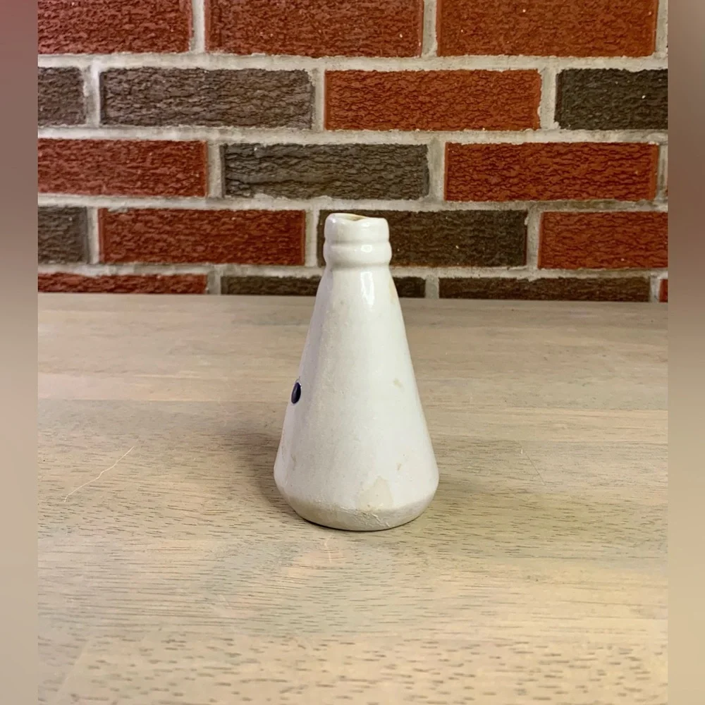 Vintage WILLIAMSBURG Pottery Salt Glazed Stoneware Cobalt LEAF 3½